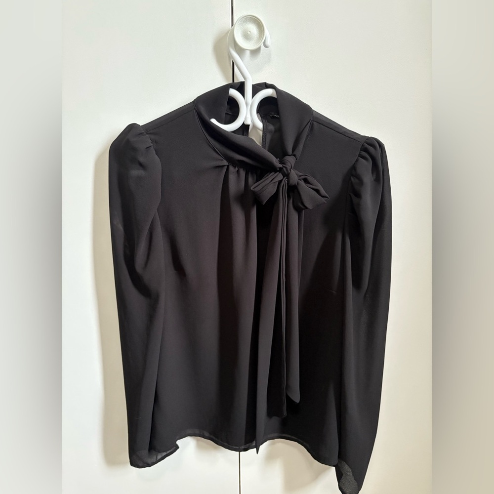 Dynamite Black Blouse with Bow Accent